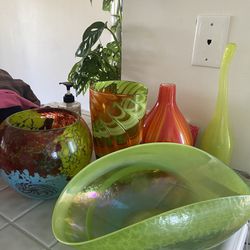 Creat And Barrel Flower Vases & Fruit Bowl