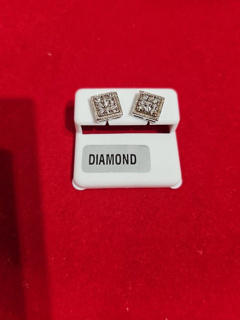 925 Silver 0.35 CT NATURAL Diamond STUD EARRING