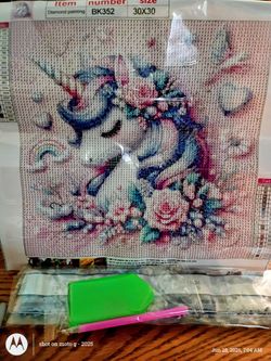 Unicorn child room or nursery diamond painting complete kit