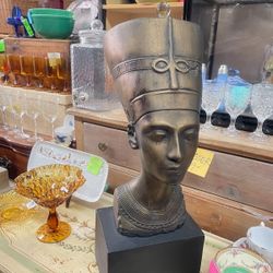Vintage Large Egyptian Nefertiti Statue Bust 22 By 8