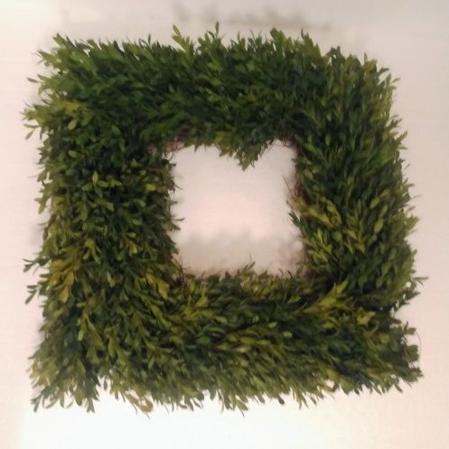 Square Faux Green Wreath, 20" x 20" x 5"