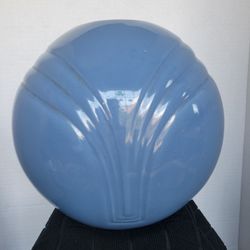 Vintage 80s Haeger Art Deco Round Blue Ceramic Vase Planter #4387 9" Tall