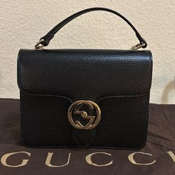 Gucci, Leather Interlock G Chain Shoulder Bag