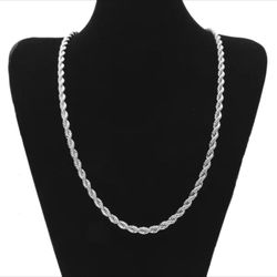 Silver Neck Necklace-6.5mm Twisted Rope Chain