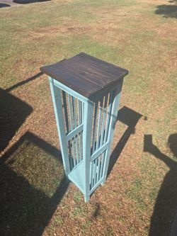 Teal Wood Plant Stand /Pedestal