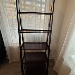 dark wood ladder bookshelf