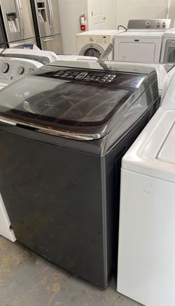 Samsung Top Load Washer – Black Stainless, Glass Lid, HE