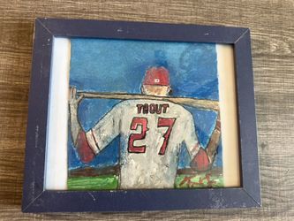 Legendary Mike Trout Future Hall Of Fame Original Painting With Temporary Case