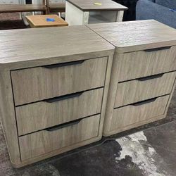 New assembled Night Stand Set of 2 Nightstands with 3 Drawers Storage Bedside Table Large Fluted Bed Side End Table Modern 25.6" Tall Wide Night Stand