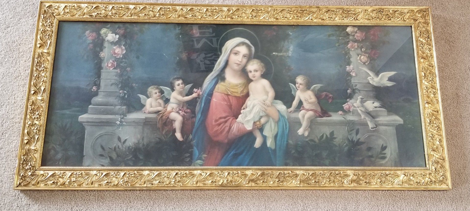 1950s vintage framed religious print