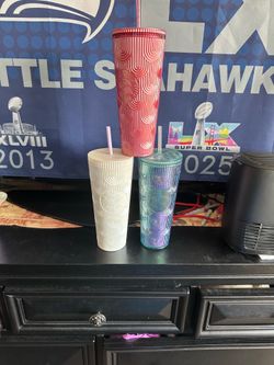 Starbucks cups.