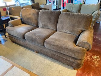 Cozy Brown Plush Three Seater Sofa
