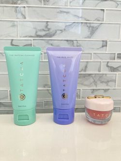 Tatcha Rice Wash, Matcha Cleanse Daily Clarifying Gel, Kissu Mask