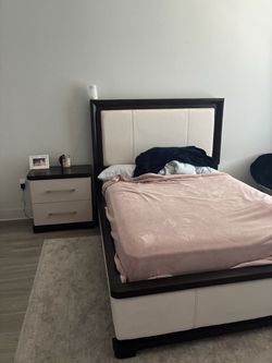 Queen bed frame and nightstand set