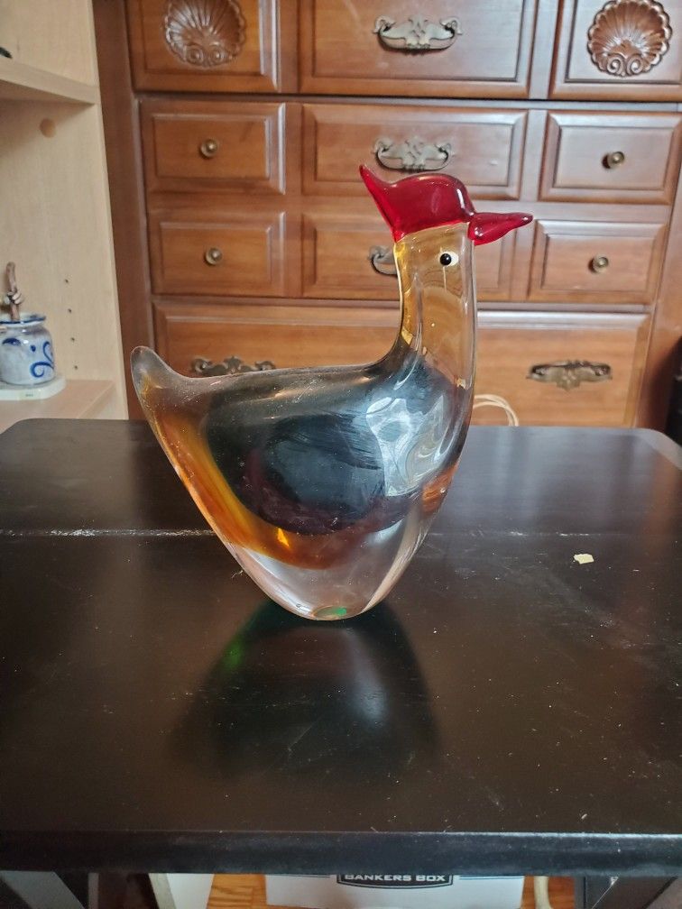 Heavy Glass Rooster... Paperweight???