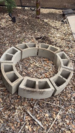 Radius cinder blocks for fire pit.