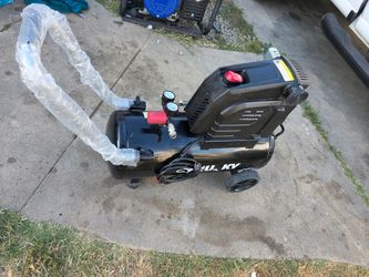 Husky 8 Gal. 150 PSI Portable Electric Oil-Free Horizontal Hotdog Air Compressor with Rubber Wheels and 1-Quick Coupler