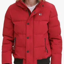 Tommy Hilfiger Arctic Cloth Quilted Snorkel Bomber Jacket.