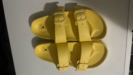 Women's Yellow Double-Buckle Slide Sandals by Shade & Shore