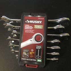Brand New Husky Ratcheting MM Combination Wrench Set (7-Piece)