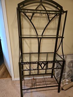 Metal and glass wine rack