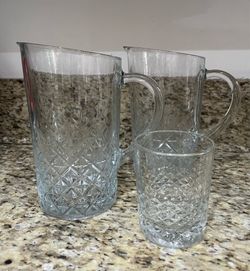 Moving Sale: Diamond Cut Crystal Pitchers & Cocktail Glasses