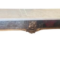Beautiful Hollywood Regency Alabaster Marble Top Table - 40x10x16 