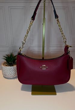 Coach Red Leather Chain Shoulder Bag