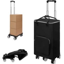 Black Foldable Shopping Cart with Insulated Bag