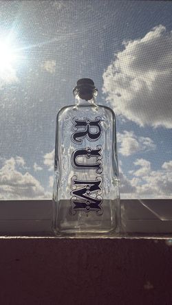 Vintage Glass Corkscrew Rum Bottle Made in USA Barware