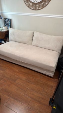 Cream Corduroy Armless Sofa