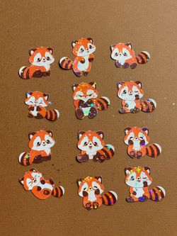Holographic Red Panda Sticker Set