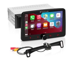 Planet Audio P70CPA-CF Car Stereo - Apple CarPlay, Android Auto, Single Din, 7 Inch Touchscreen, Bluetooth, No CD DVD Player, AM/FM Radio Receiver, Ba