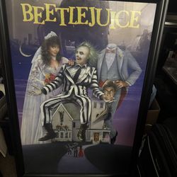 Vintage Beetlejuice Full-size Movie Poster Framed