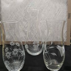 Vintage Pasabache Glass, Floral Set Of 3