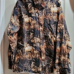North Rivers Outfitters Deer Long Sleeve Button Down Shirt Hunting Bucks Size XL 