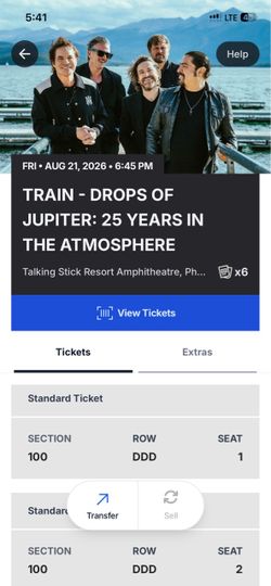 Train Drops of Jupiter: 25 Years in the Atmosphere Tour Friday August 21th