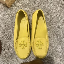 Yellow Tory Burch loafers