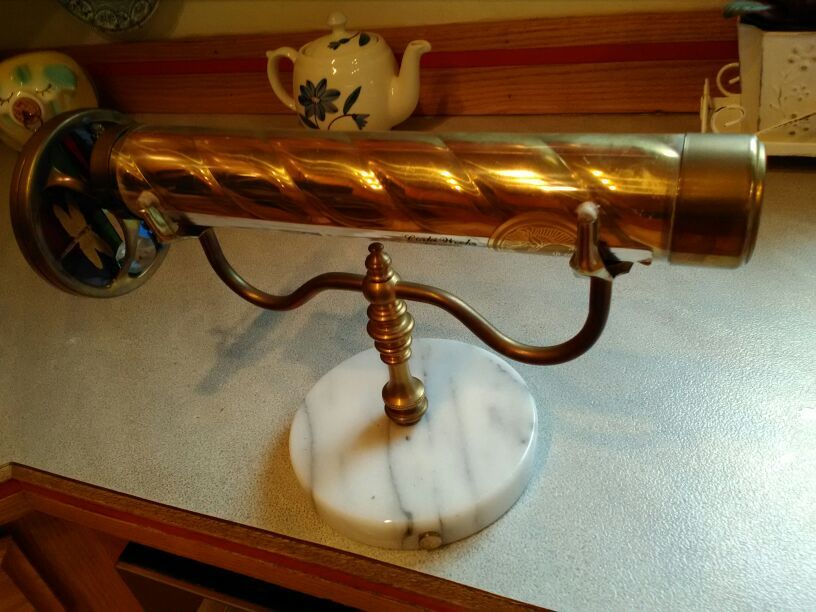 Beautiful Corki Weeks Brass Kaleidoscope on Marble Base/Stand