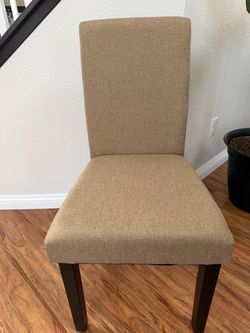 4 Upholstered Dining Chair Beige Fabric