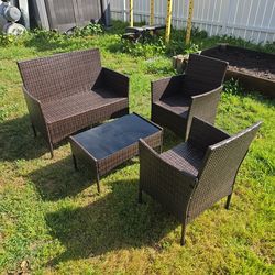 Outdoor patio chairs and table