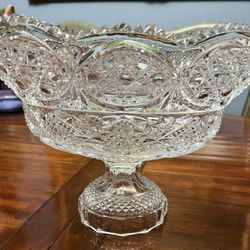 Beautiful Large Oval Crystal Bowl With Pedestal