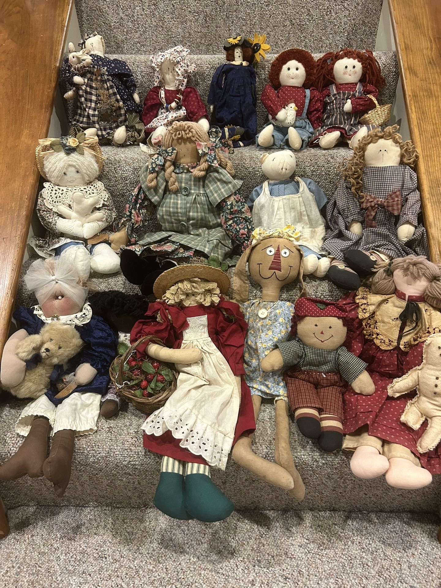 Large Group of Rag Dollies