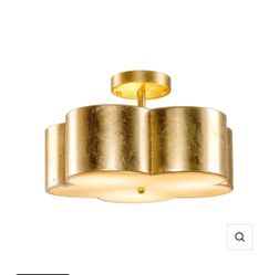 Brand New 15.4” Gold 3-Light Flower Semi-Flush Mount Ceiling Light