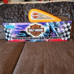 VINTAGE RARE Harley Davidson SEGA Arcad Game Gas Tank & Marquee Sign Parts Decor