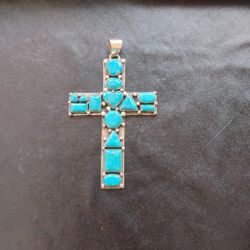 Sterling Silver Turquoise Cross Pendant