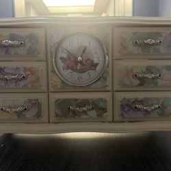 Vintage Musical Jewelry Box with Clock