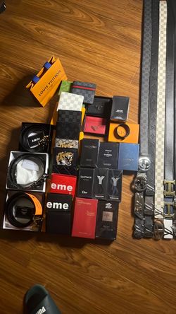 Designer colognes, belts, and wallets
