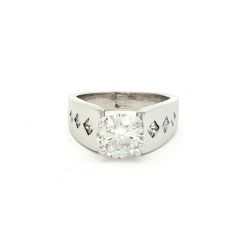 Ladies 2ct Moissanite Solitaire & Diamond 14k White Gold Ring Size 7 11056166