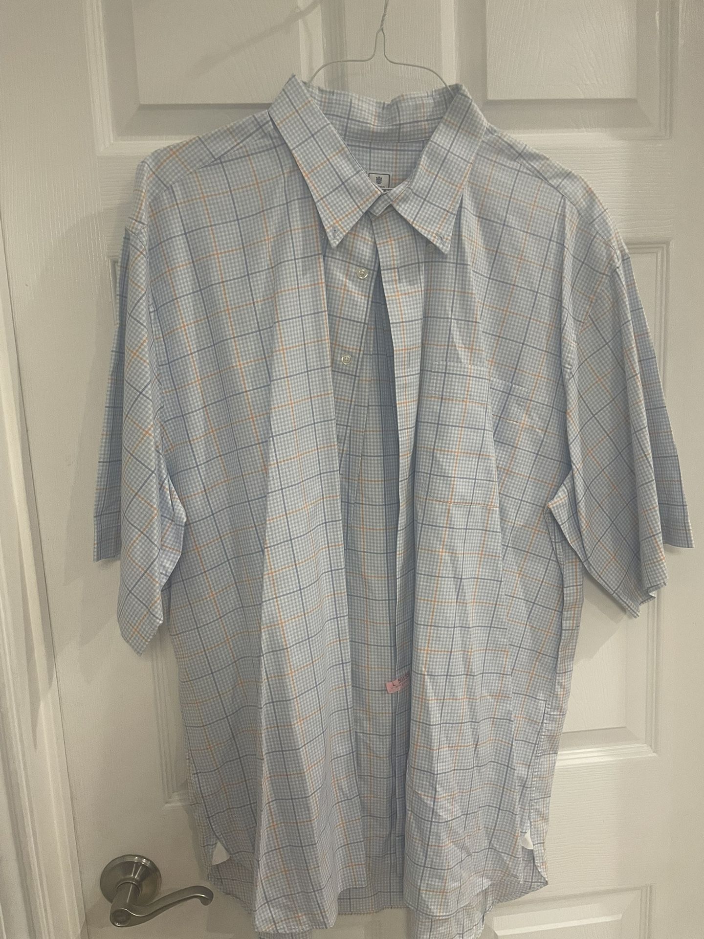 Peter Millar Men’s Blue Plaid Short Sleeve Dress Shirt, XXL